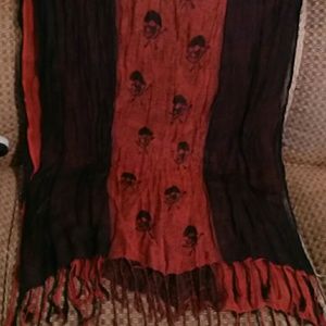 Skull and crossbones cotton gauze scarf